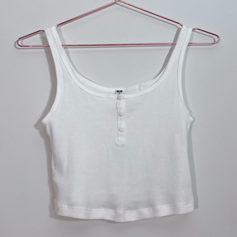 Uniqlo Cotton Ribbed Sleeveless Crop Top Size XS